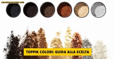 Colori Toppik: nero, castano scuro, castano medio, castano chiaro, rosso, biondo medio, biondo chiaro, grigio e bianco