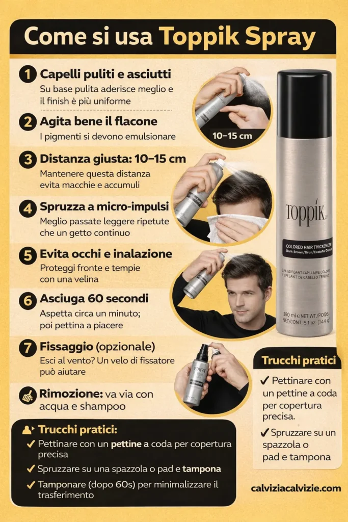 Come si usa Toppik Spray Colorato Per Capelli