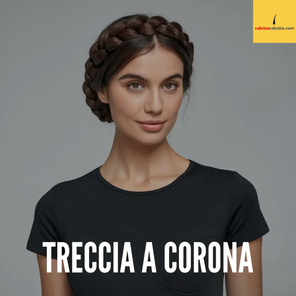 Taglio capelli per coprire stempiature donna con treccia a corona