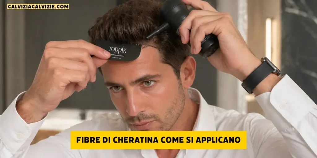 come mettere le fibre di cheratina sui capelli